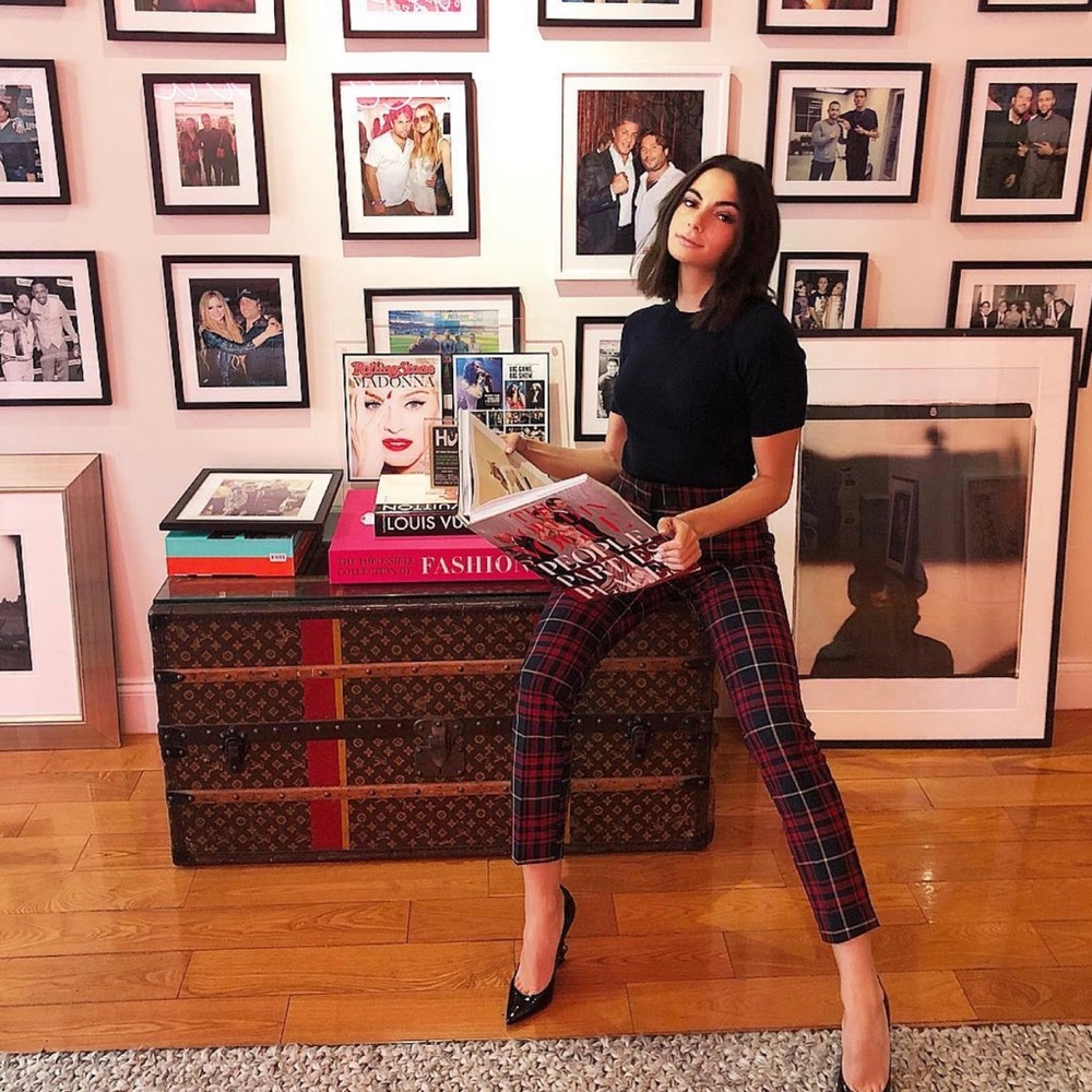 Zara Red / Blue Grid Print Pants ASO Paige Desorbo